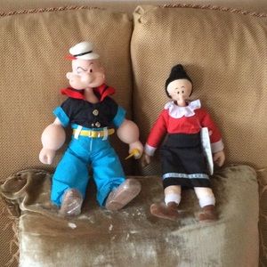 Vintage .Olive is 10” 3/4 long . Popeye is 11” long. Olive is new with tags.